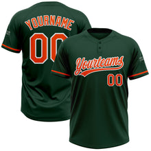 Load image into Gallery viewer, Custom Green Orange-White Two-Button Unisex Softball Jersey