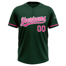 Load image into Gallery viewer, Custom Green Pink-White Two-Button Unisex Softball Jersey
