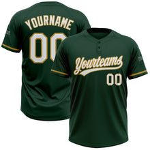 Load image into Gallery viewer, Custom Green White-Old Gold Two-Button Unisex Softball Jersey
