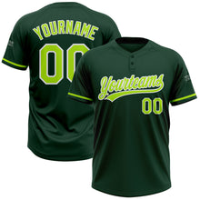 Load image into Gallery viewer, Custom Green Neon Green-White Two-Button Unisex Softball Jersey