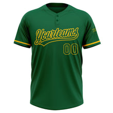 Загрузить изображение в средство просмотра галереи, Custom Kelly Green Kelly Green-Yellow Two-Button Unisex Softball Jersey