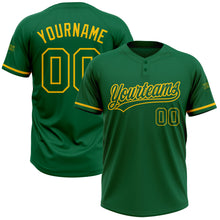 Загрузить изображение в средство просмотра галереи, Custom Kelly Green Kelly Green-Yellow Two-Button Unisex Softball Jersey