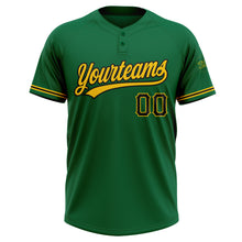Load image into Gallery viewer, Custom Kelly Green Black-Yellow Two-Button Unisex Softball Jersey
