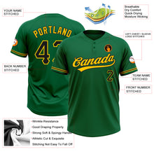 Load image into Gallery viewer, Custom Kelly Green Black-Yellow Two-Button Unisex Softball Jersey
