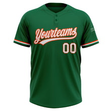 Load image into Gallery viewer, Custom Kelly Green White-Orange Two-Button Unisex Softball Jersey
