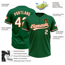 Load image into Gallery viewer, Custom Kelly Green White-Orange Two-Button Unisex Softball Jersey
