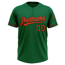 Загрузить изображение в средство просмотра галереи, Custom Kelly Green Orange-Black Two-Button Unisex Softball Jersey