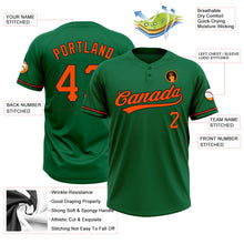 Загрузить изображение в средство просмотра галереи, Custom Kelly Green Orange-Black Two-Button Unisex Softball Jersey