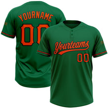 Загрузить изображение в средство просмотра галереи, Custom Kelly Green Orange-Black Two-Button Unisex Softball Jersey
