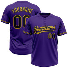 Загрузить изображение в средство просмотра галереи, Custom Purple Black-Old Gold Two-Button Unisex Softball Jersey