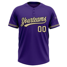 Charger l'image dans la galerie, Custom Purple City Cream-Black Two-Button Unisex Softball Jersey