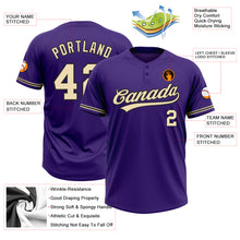 Charger l'image dans la galerie, Custom Purple City Cream-Black Two-Button Unisex Softball Jersey