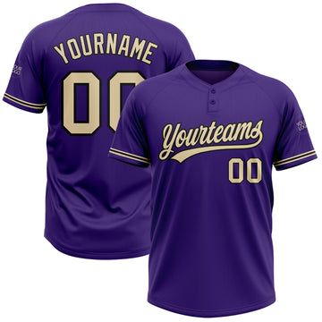 Custom Purple City Cream-Black Two-Button Unisex Softball Jersey