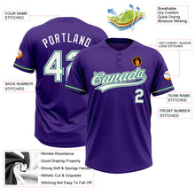 Load image into Gallery viewer, Custom Purple White-Kelly Green Two-Button Unisex Softball Jersey
