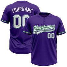 Загрузить изображение в средство просмотра галереи, Custom Purple White-Kelly Green Two-Button Unisex Softball Jersey