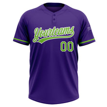 Charger l'image dans la galerie, Custom Purple Neon Green-White Two-Button Unisex Softball Jersey
