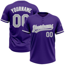 Charger l'image dans la galerie, Custom Purple Gray-White Two-Button Unisex Softball Jersey