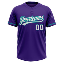 Загрузить изображение в средство просмотра галереи, Custom Purple White-Teal Two-Button Unisex Softball Jersey
