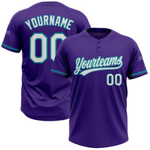 Загрузить изображение в средство просмотра галереи, Custom Purple White-Teal Two-Button Unisex Softball Jersey