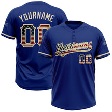 Charger l'image dans la galerie, Custom Royal Vintage USA Flag-City Cream Two-Button Unisex Softball Jersey