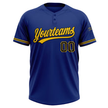 Load image into Gallery viewer, Custom Royal Black-Yellow Two-Button Unisex Softball Jersey
