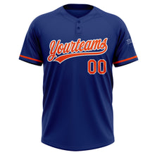 Load image into Gallery viewer, Custom Royal Orange-White Two-Button Unisex Softball Jersey
