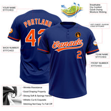Load image into Gallery viewer, Custom Royal Orange-White Two-Button Unisex Softball Jersey
