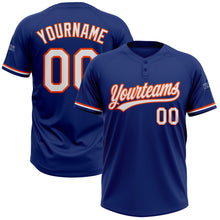 Load image into Gallery viewer, Custom Royal White-Orange Two-Button Unisex Softball Jersey