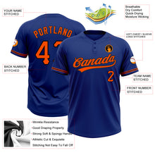 Load image into Gallery viewer, Custom Royal Orange-Black Two-Button Unisex Softball Jersey
