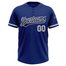 Load image into Gallery viewer, Custom Royal Gray-White Two-Button Unisex Softball Jersey
