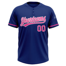 Load image into Gallery viewer, Custom Royal Pink-White Two-Button Unisex Softball Jersey

