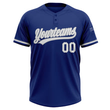 Load image into Gallery viewer, Custom Royal White-Gray Two-Button Unisex Softball Jersey
