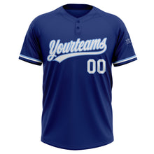 Load image into Gallery viewer, Custom Royal White-Light Blue Two-Button Unisex Softball Jersey