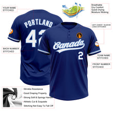 Load image into Gallery viewer, Custom Royal White-Light Blue Two-Button Unisex Softball Jersey