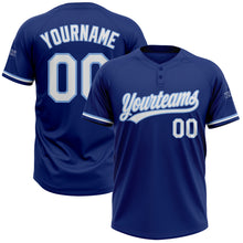 Load image into Gallery viewer, Custom Royal White-Light Blue Two-Button Unisex Softball Jersey
