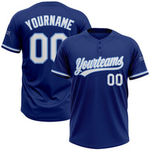 Load image into Gallery viewer, Custom Royal White-Light Blue Two-Button Unisex Softball Jersey