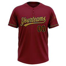 Load image into Gallery viewer, Custom Crimson Black-Old Gold Two-Button Unisex Softball Jersey
