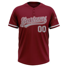 Load image into Gallery viewer, Custom Crimson Gray-White Two-Button Unisex Softball Jersey
