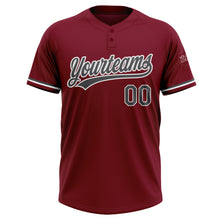 Load image into Gallery viewer, Custom Crimson Steel Gray-White Two-Button Unisex Softball Jersey
