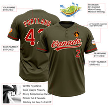 Load image into Gallery viewer, Custom Olive Red-Cream Salute To Service Two-Button Unisex Softball Jersey