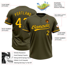 Load image into Gallery viewer, Custom Olive Gold-Black Salute To Service Two-Button Unisex Softball Jersey