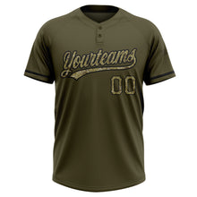 Load image into Gallery viewer, Custom Olive Camo-Black Salute To Service Two-Button Unisex Softball Jersey