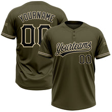 Load image into Gallery viewer, Custom Olive Black-City Cream Salute To Service Two-Button Unisex Softball Jersey