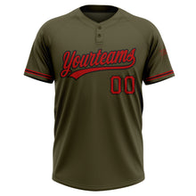 Load image into Gallery viewer, Custom Olive Red-Black Salute To Service Two-Button Unisex Softball Jersey
