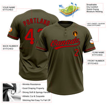 Load image into Gallery viewer, Custom Olive Red-Black Salute To Service Two-Button Unisex Softball Jersey