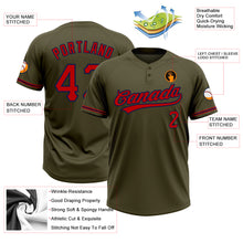 Load image into Gallery viewer, Custom Olive Red-Navy Salute To Service Two-Button Unisex Softball Jersey

