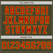 Load image into Gallery viewer, Custom Olive Red-Gold Salute To Service Two-Button Unisex Softball Jersey