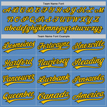 Load image into Gallery viewer, Custom Powder Blue Yellow-Black Two-Button Unisex Softball Jersey