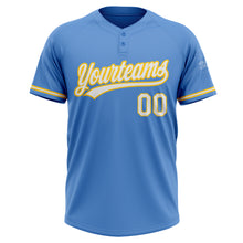 Load image into Gallery viewer, Custom Powder Blue White-Yellow Two-Button Unisex Softball Jersey