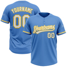 Load image into Gallery viewer, Custom Powder Blue White-Yellow Two-Button Unisex Softball Jersey